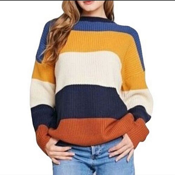 Idem ditto Striped Open Tie Back Sweater Size S/M - Picture 2 of 9